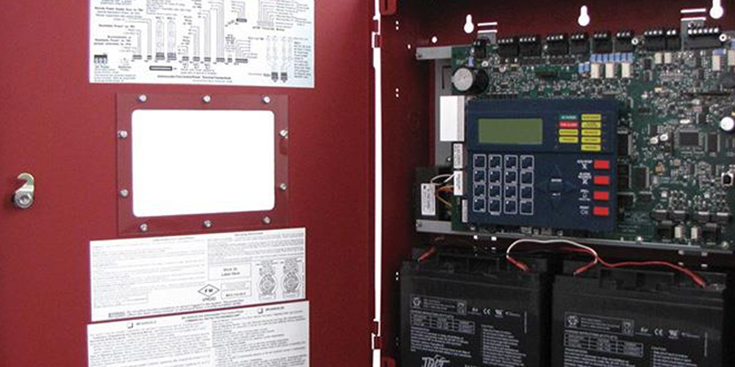 Fire Alarm system in a red cabinet