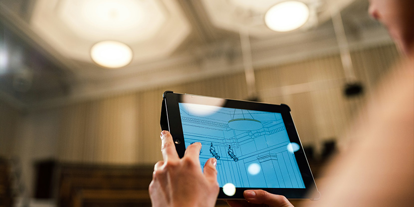 Lighting design shows on an iPad in a well lit room